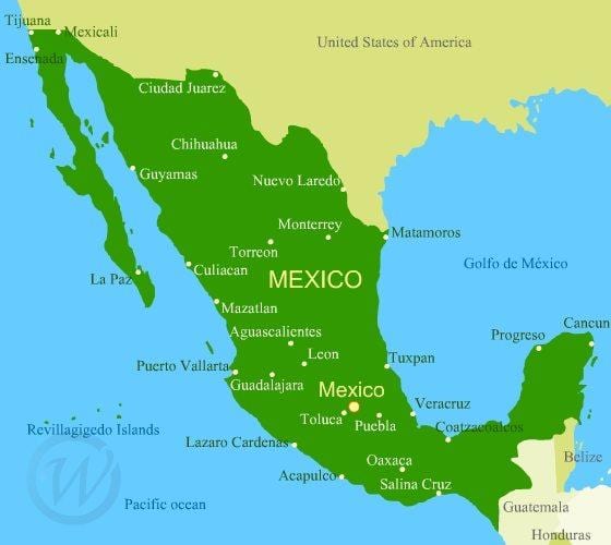 west coast of Mexico در نقشه