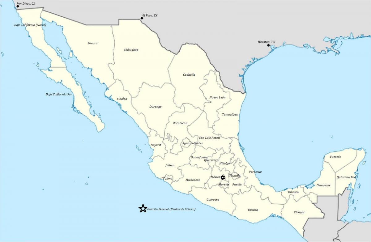 متحده, مکزیک, نقشه