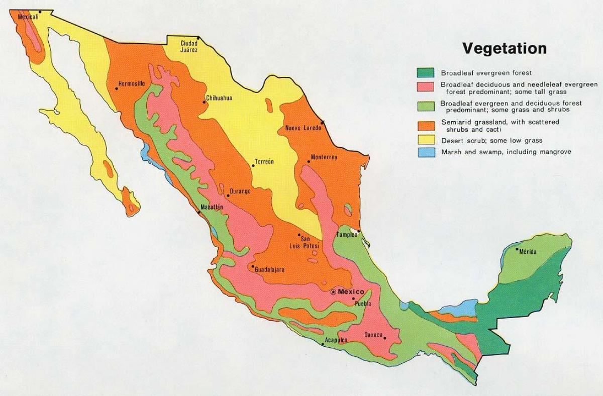 نقشه از مکزیک natual ressources